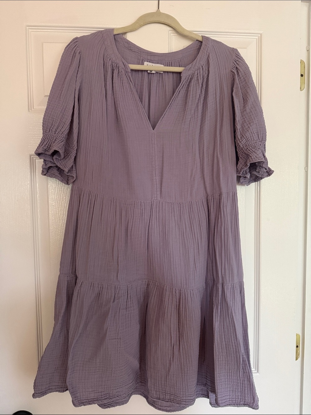 Velvet by Graham and Spencer Lavender Tiered V-Neck Women's Dress - Picture 2 of 4